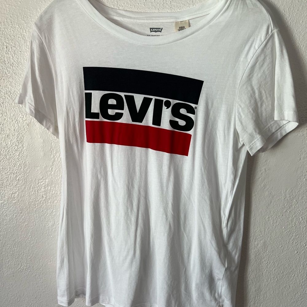 Levi's Women's White Tee with Black and Red Logo